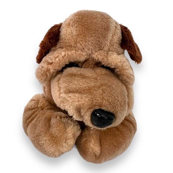 Vintage Plush Puppy Raffoler Dog Stuffed Animal Droopy Brown Wrinkle 86 Shar Pei - Picture 7 of 11